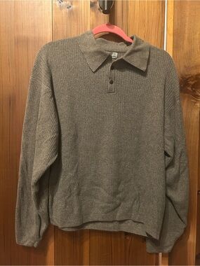 Vintage Eddie Bauer Brown Polo Collar Knit Sweater